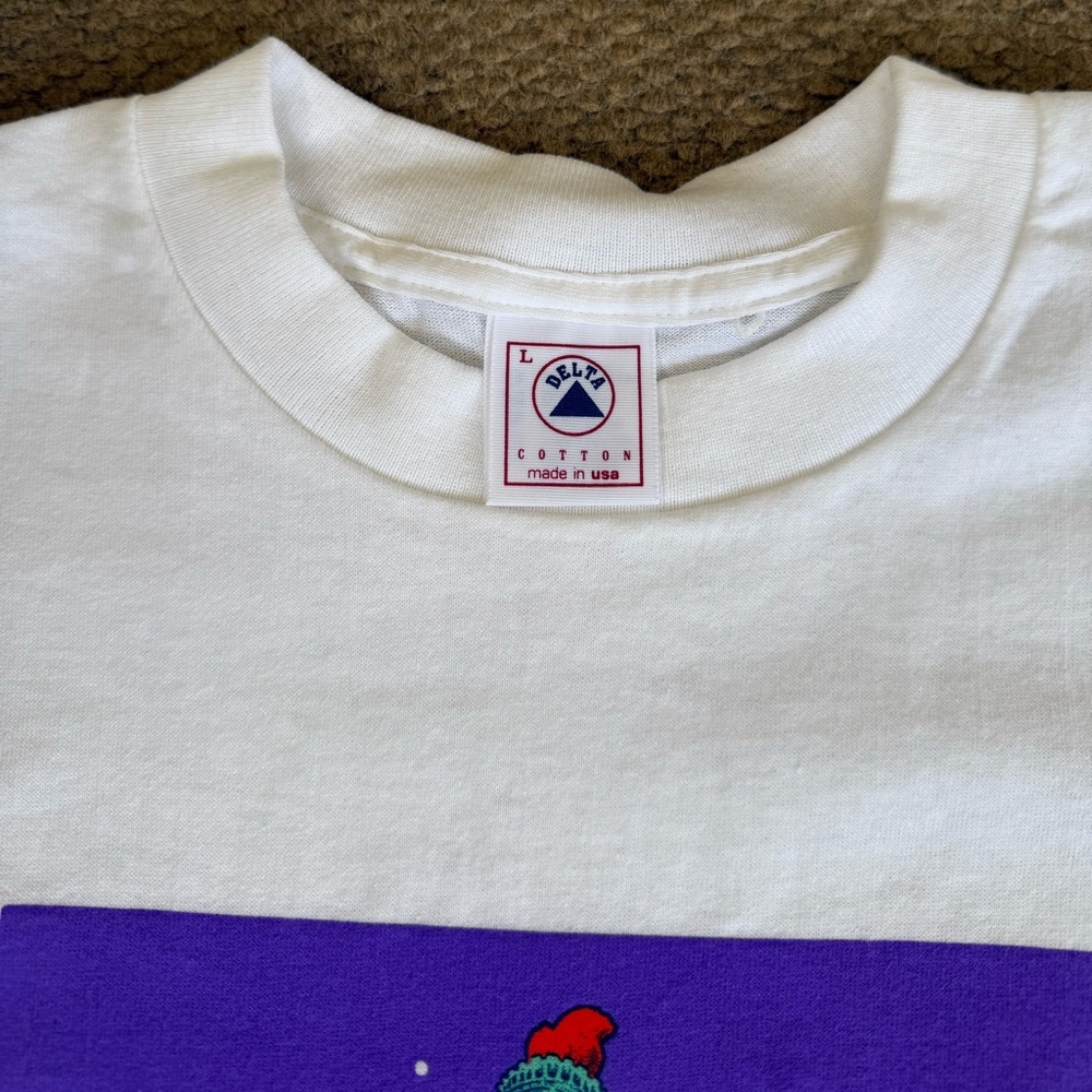 Vintage Statue Of Liberty Neon Print Single Stitch T-Shirt Size L Delta USA MADE - Picture 3 of 6